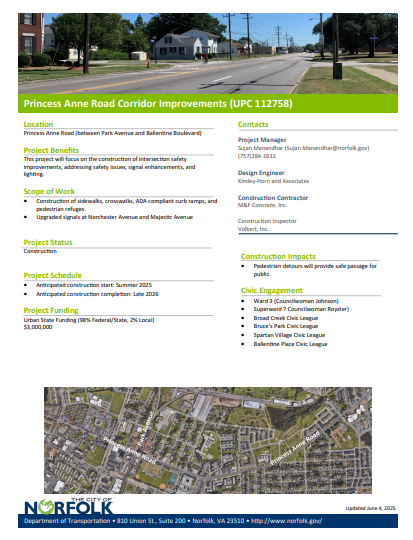 Princess Anne Road Corridor Improvements