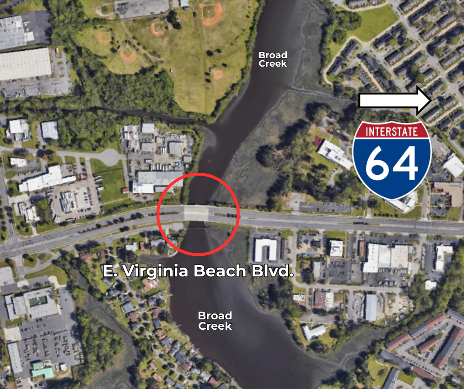 e virginia beach blvd at broad creek map with labels