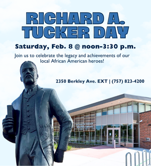 picture of Richard A. Tucker statue in front of namesake memorial library. 