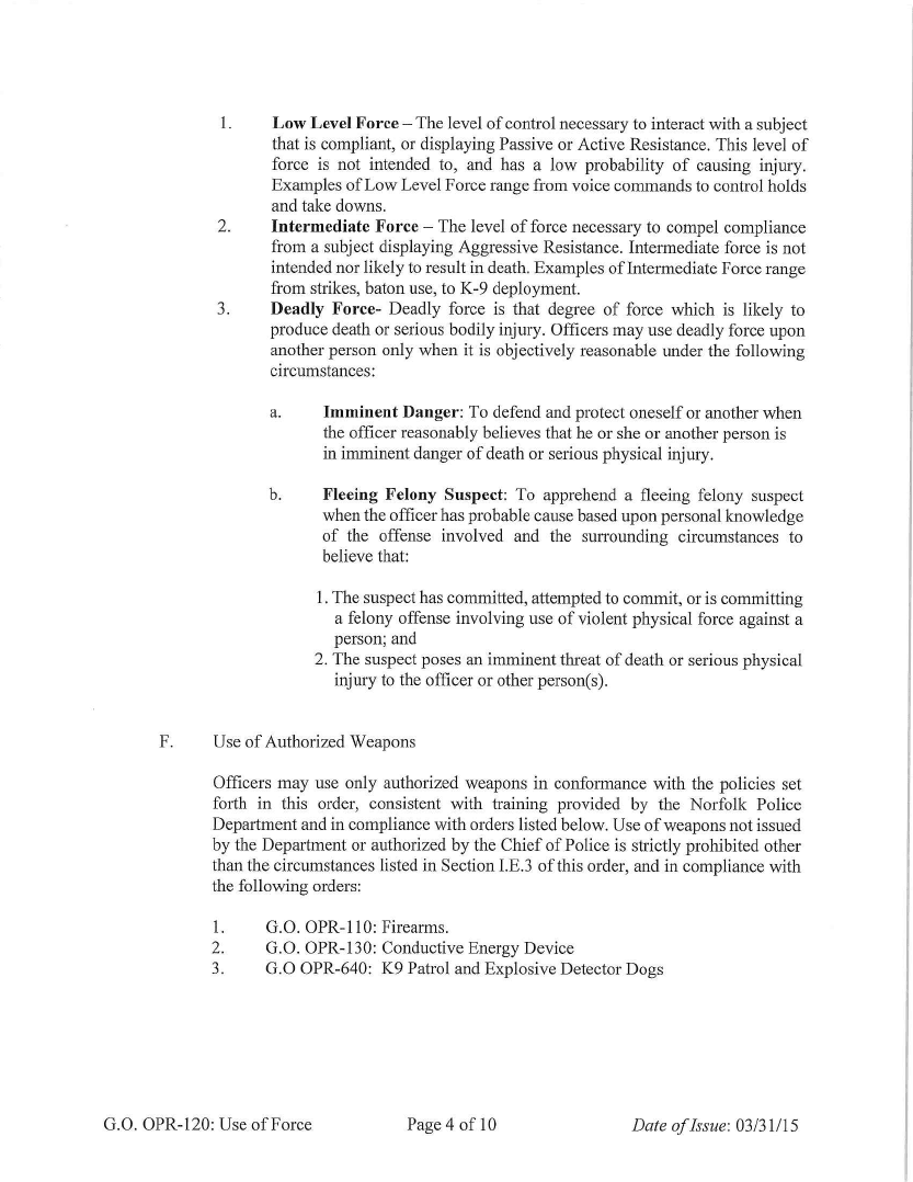 Norfolk Police Use of Force Policy - 4