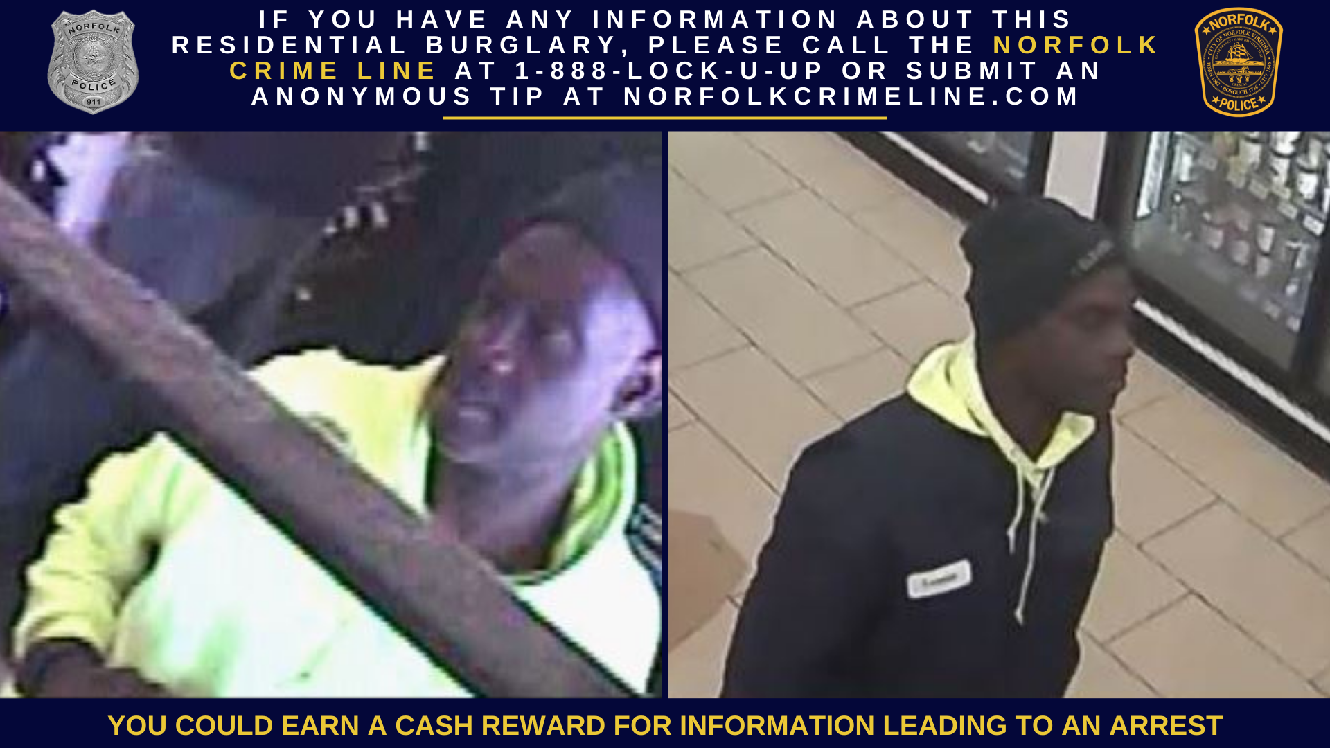 Suspect Photo - Gatling Residential Burglary