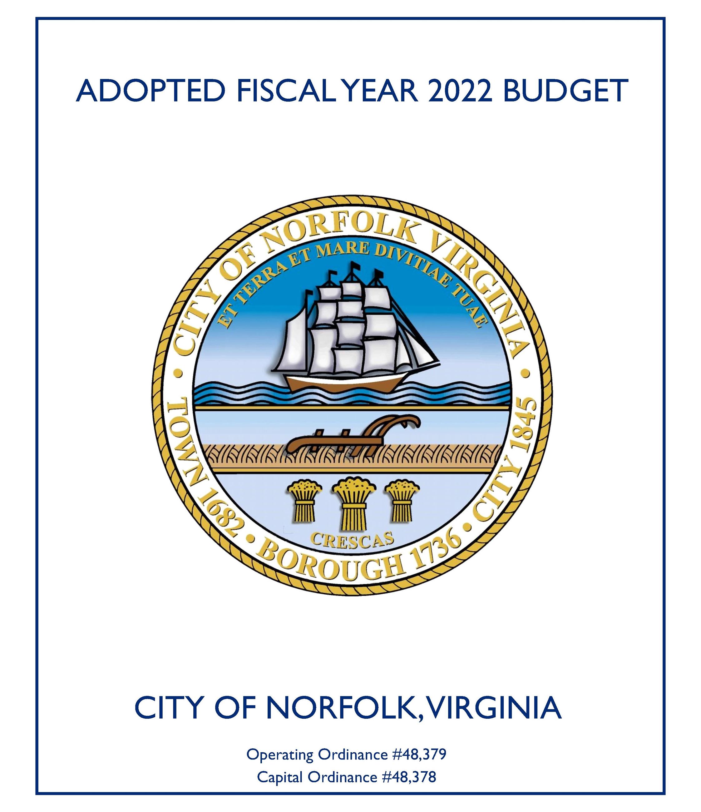 FY 2022 Adopted Budget Front Cover