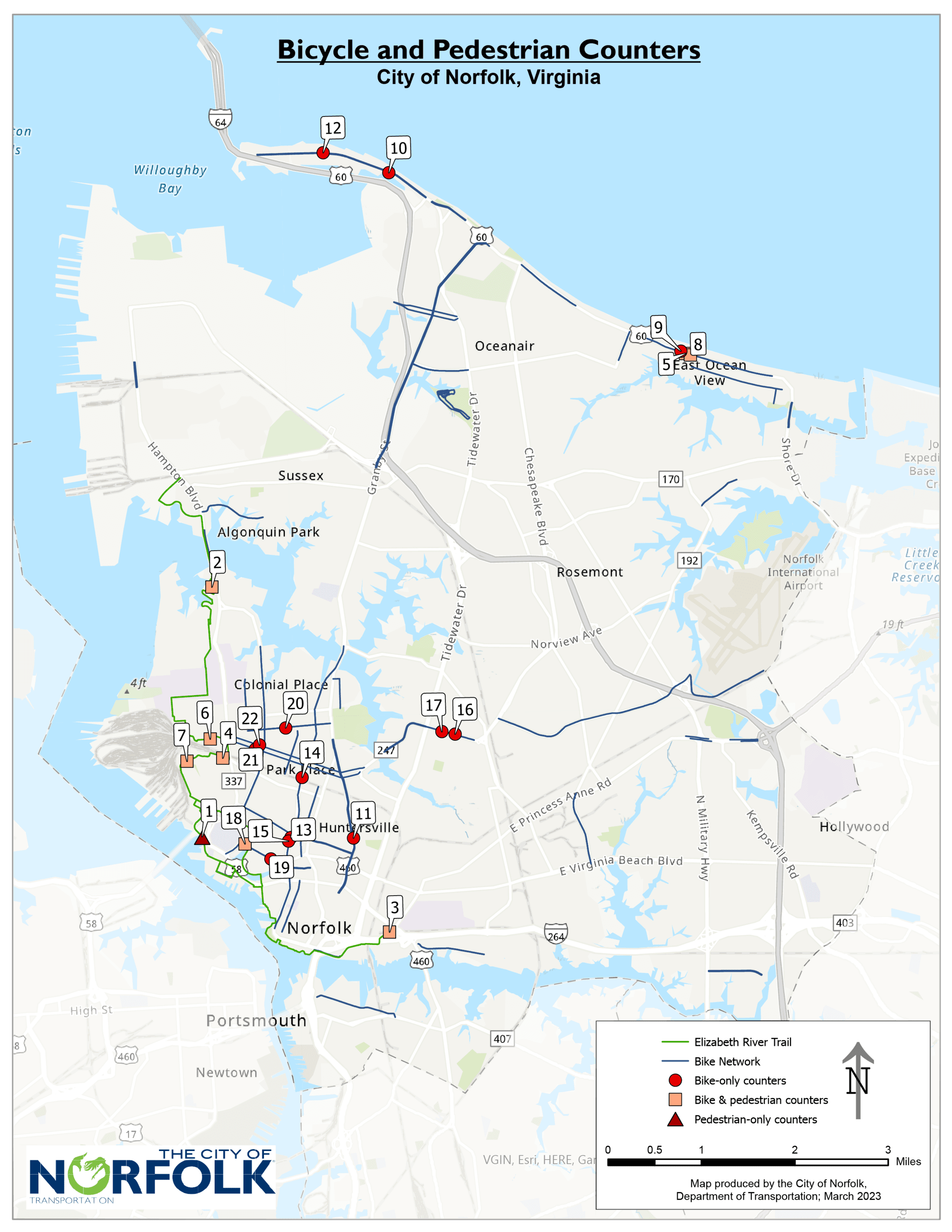 Bike and Pedestrian Counters Map