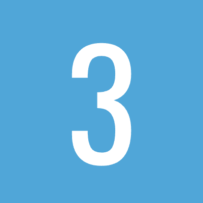 Number 3 - white number blue background